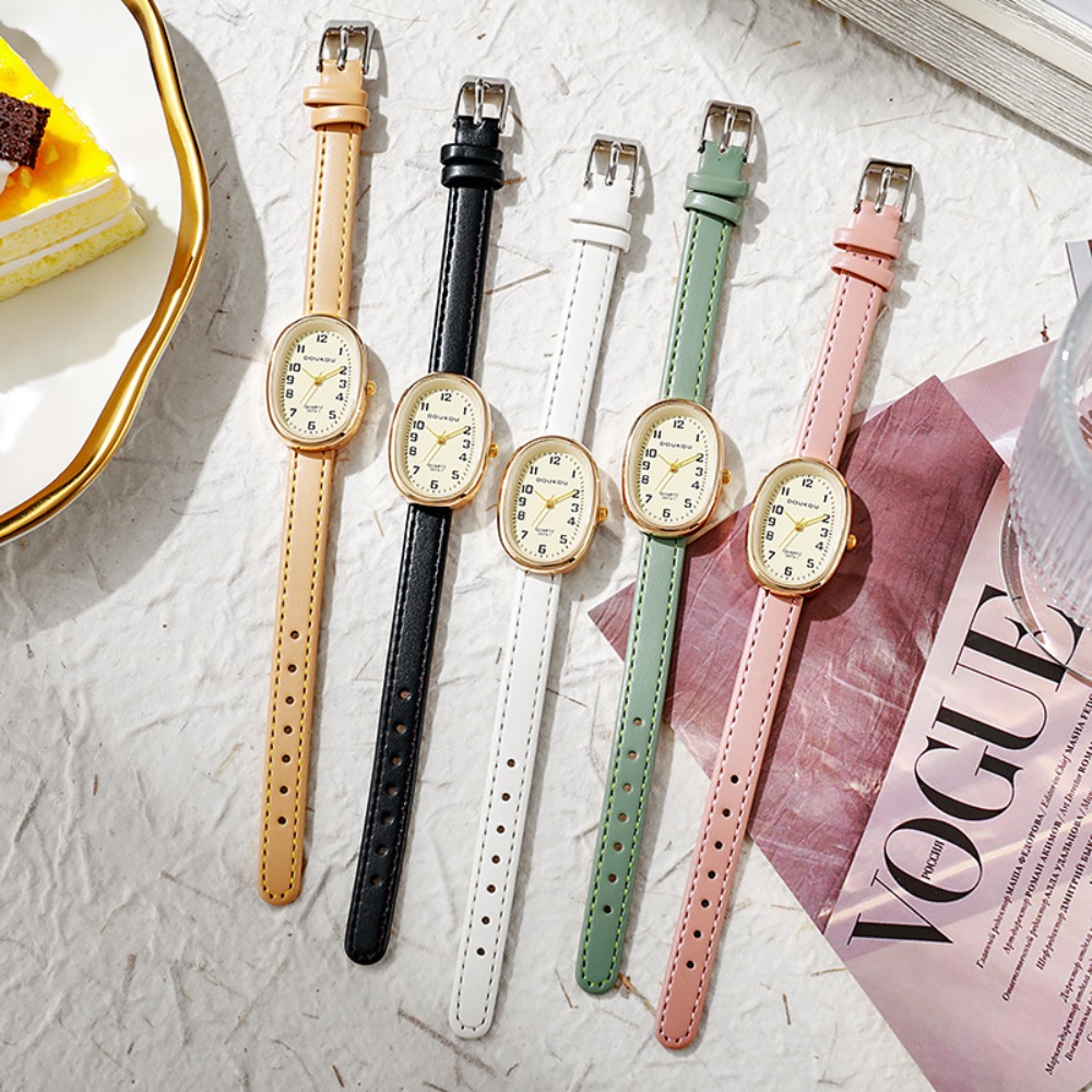 Luxury Watch With Leather Strap - Orologi da donna con quadrante ovale