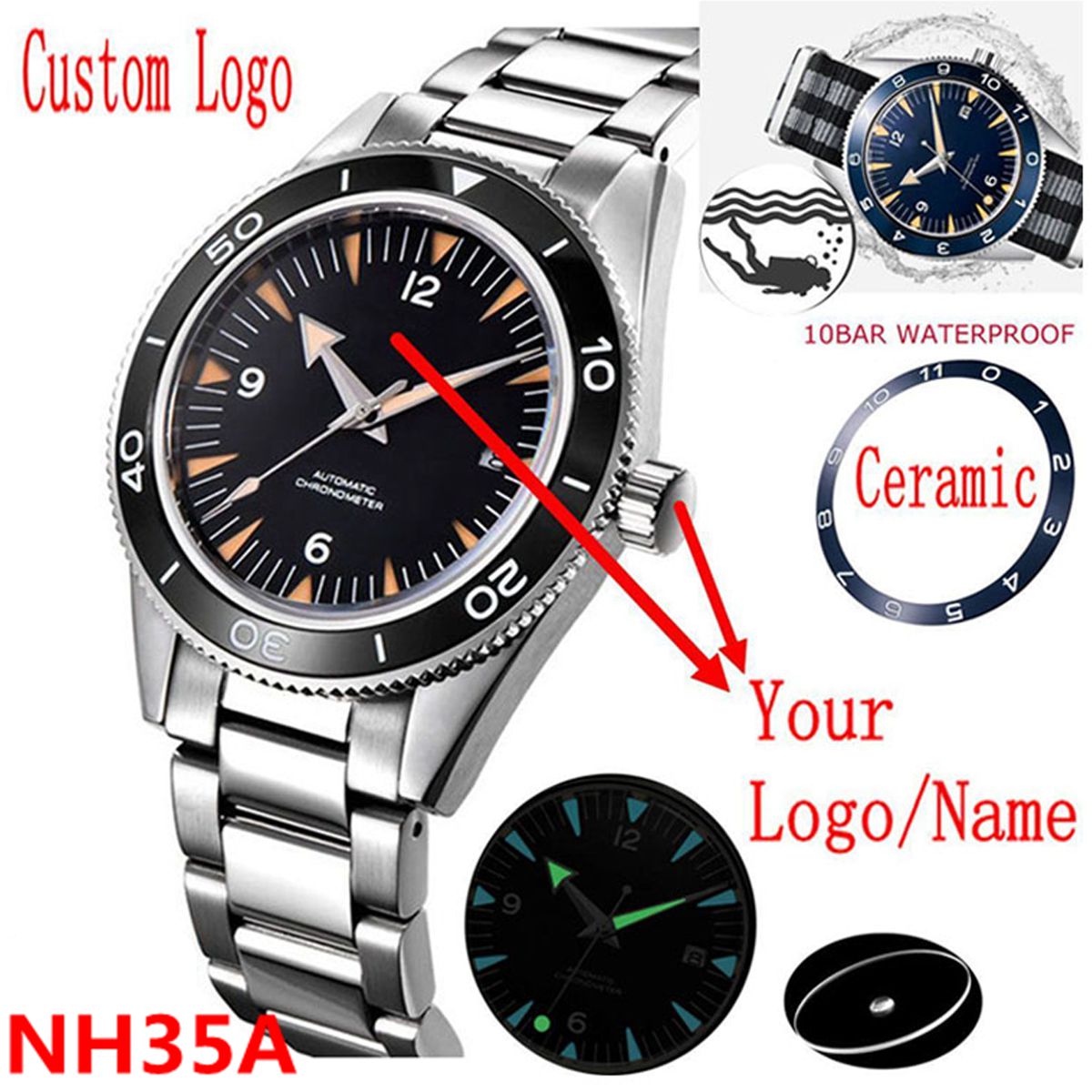 Luxury Watch Display - Logo personalizzato NH35 Movimento Orologio 10