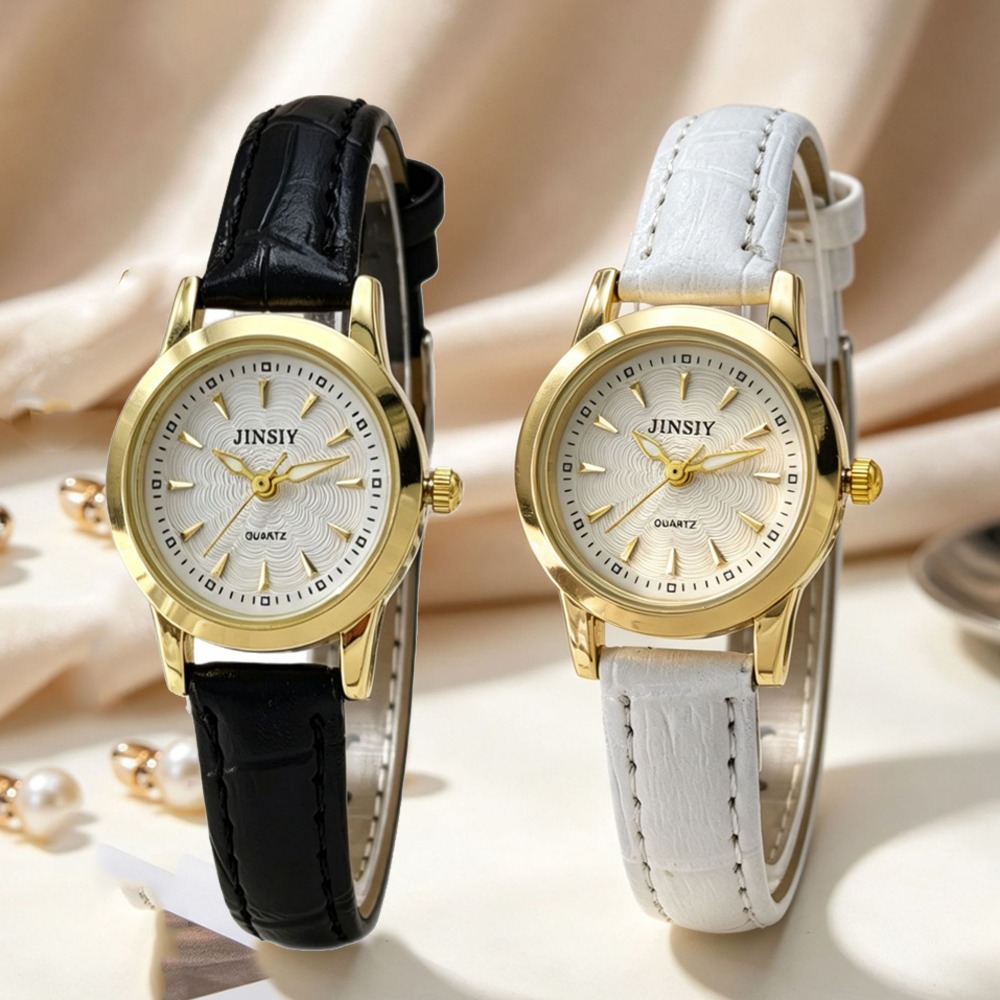 Luxury Watch With Leather Strap - Orologio al Quarzo con Cinturino in