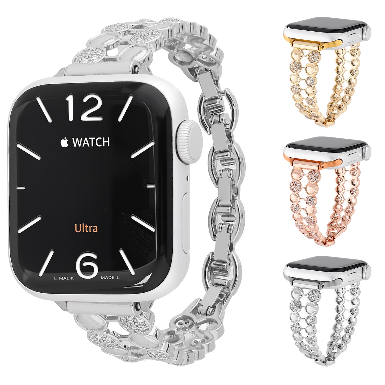 Luxury Watch Apple - Cinturino a due file con perline