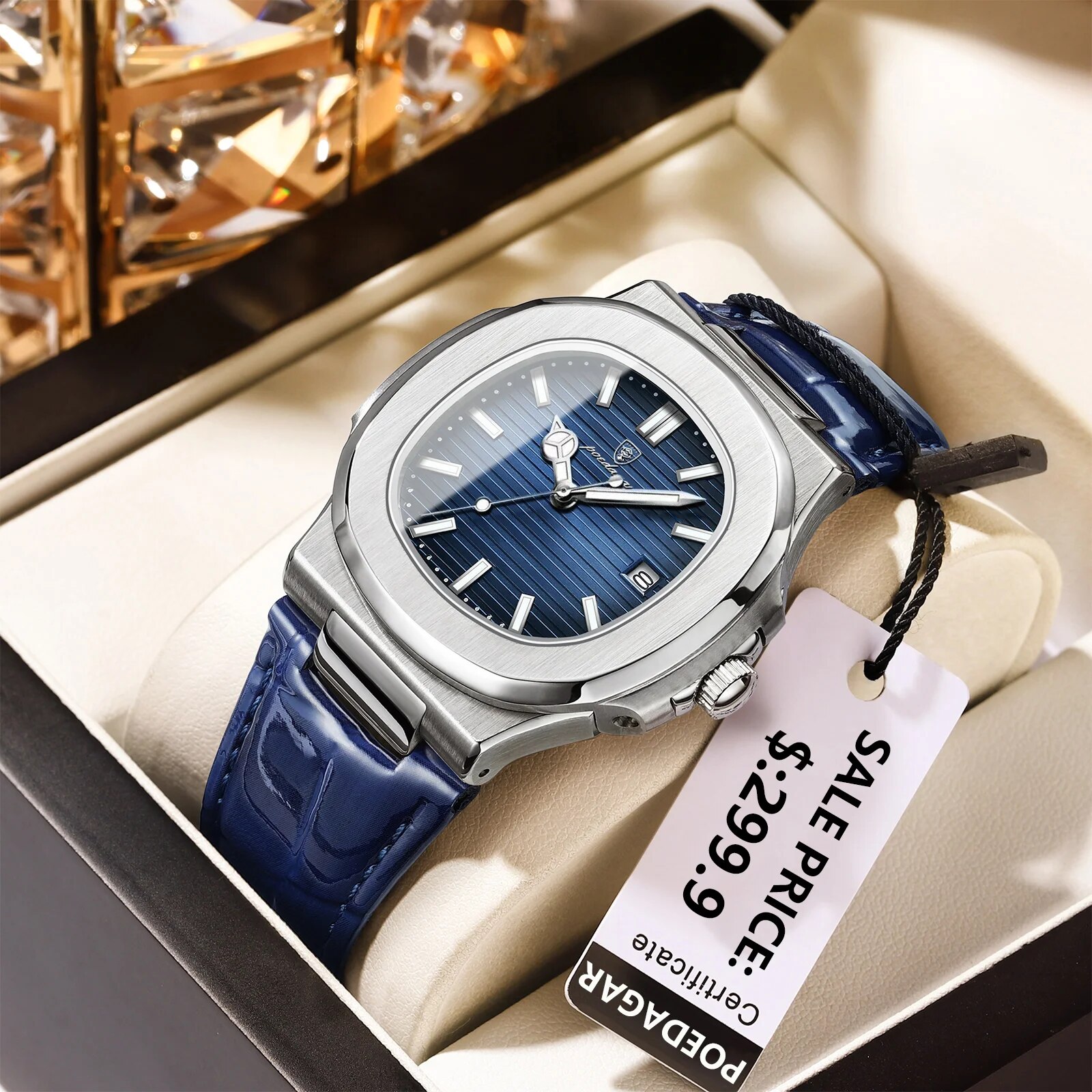 Luxury Watch Top 10 - POEDAGAR Top Luxury Square Orologio da